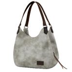 Cappadocia Vintage Kadın PU Deri Günlük Omuz Çantası Üç Bölmeli Hobo - Tote El Çantası (Sisli Beyaz)