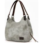 Cappadocia Vintage Myra Kadın Sisli Beyaz Pu Deri Günlük Omuz Çantası Üç Bölmeli Hobo Tote El Çantası - Beyaz - 1. Stil