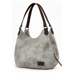 Cappadocia Vintage Myra Kadın Sisli Beyaz Pu Deri Günlük Omuz Çantası Üç Bölmeli Hobo Tote El Çantası