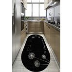 CAPPİO HALI Happiness Kitchen Yazılı Oval Makinede Yıkanabilir Kaymaz Deri Taban Mutfak Halısı Cp388
