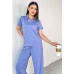 Cappmoda Lila Polo Yaka Bluz Salaş Pantolon İkili Takım
