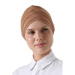 Çapraz 3 Bantlı Çift Taraflı Kadın Tesettür Bone Açık Kahve