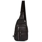 Çapraz Askılı Çanta, Göğüs Çanta, Unisex Siyah Su Geçirmez Vegan Deri Kulaklık Çıkışlı Çapraz Askılı Bel Omuz Göğüs Çanta Bodybag Sling