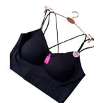 Çapraz Askılı Dekolteli Seamless (Lazer Kesim) Çıkarılabilir Pedli Büstiyer Sütyenn (Siyah, M/L)