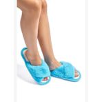 Çapraz Peluş Kadın Ev Terliği Mavi 36/41