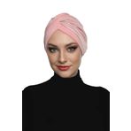 Çapraz Plise Pudra Hazır Türban Tesettür Havuz Bonesi