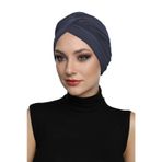 Çapraz W Koyu Gri Hazır Türban Tesettür Havuz Bonesi