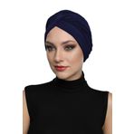Çapraz W Lacivert Hazır Türban Tesettür Havuz Bonesi