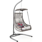 Capri Swing - Alaçatı - Tek Kişilik Rattan Bahçe Balkon Salıncağı - Gümüş Dövme