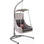 Capri Swing - Alaçatı - Tek Kişilik Rattan Bahçe Balkon Salıncağı - Koyu Gri