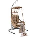 Capri Swing Alaçatı Tekli Rattan Bahçe Salıncağı | Balkon Salıncağı - Açık Kahverengi