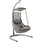 Capri Swing Alaçatı Tekli Rattan Bahçe Salıncağı | Balkon Salıncağı - Gri