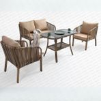 Capri Swing Artemis İkili Rattan Balkon Bahçe Takımı Açık Kahve