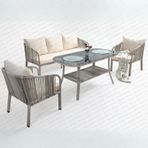 Capri Swing Artemis Üçlü Rattan Balkon Bahçe Takımı Beyaz