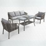 Capri Swing Artemis Üçlü Rattan Balkon Bahçe Takımı Gri