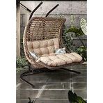 Capri Swing Bodrum Double Çiftli Rattan Bahçe Balkon Salıncağı Açık Kahve
