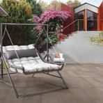 Capri Swing Capri Bed Çiftli Rattan Gri Bahçe Balkon Salıncağı