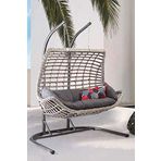 Capri Swing Cunda Çiftli Rattan Bahçe Balkon Salıncağı Cappuccino