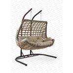 Capri Swing Cunda Çiftli Rattan Bahçe Salıncağı | Balkon Salıncağı - Kahverengi
