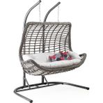 Capri Swing Cunda Ikili Rattan Bahçe Balkon Salıncağı - Açık Gri