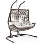 Capri Swing Cunda Ikili Rattan Bahçe Balkon Salıncağı - Krem