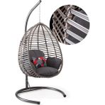 Capri Swing Gümbet Tekli Rattan Bahçe Salıncağı | Balkon Salıncağı - Koyu Gri