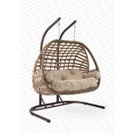 Capri Swing Oylat Çiftli Rattan Bahçe Salıncağı | Balkon Salıncağı - Açık Kahverengi