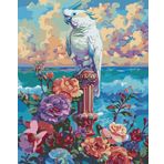 CaptainCrafts Rakamlarla Boya Sayıya Göre Boyama Kitleri Yetişkinler için Kendin Yap Yağlıboya Resim 40x50 cm Ev Art Deco El Sanatları (Çerçevesiz, Çiçekler ve Beyaz Papağanlar)