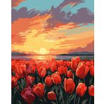 CaptainCrafts Rakamlarla Boya Sayıya Göre Boyama Kitleri Yetişkinler için Kendin Yap Yağlıboya Resim 40x50 cm Ev Art Deco El Sanatları (Çerçevesiz, Gün Batımı Lale Çiçekleri)