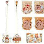 Capybara 6 adet kitap ayracı seti, Capybara öğrenci okul malzemeleri, 4 manyetik kitap ayracı ve 2 kitap ayracı metal zincir kolye ucu ile, kitap severler okuyucular, kadınlar ve erkekler için