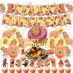 Capybara Doğum Günü Partisi Malzemeleri Capybara Parti Dekorasyonları Capybara Happy Birthday Afişi, Pasta Süsü, Cupcake Süsü, Balonlar içerir