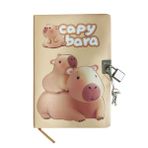 Capybara Hatıra Defteri (Günlük) Kilitli Defter 80 yaprak - Sweet Kapibara