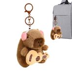 Capybara Peluş Anahtarlık Oyuncak, Çanta Anahtarlık Charm Kolye Ucu - Erkek, Kız Çocuk, Kadın, Yetişkinler için Yumuşak Karikatür Doldurulmuş Hayvan Anahtarlık, gitar, Refer to description