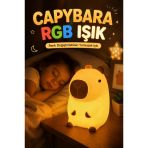 Capybara Rgb Gece Lambası Dokunmatik Silikon Pilli Çocuk Bebek Uyku Işığı Renkli Işık