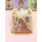 Capybara Sulu Pullu Anahtarlıklı Stickerlı Kapibara Not Defteri (7,5x7,5 cm) - Pasta Doğumgünü