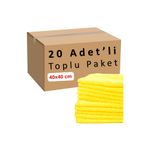 CAQA HOME 20'li Sarı 40x40 Cm Mikrofiber Mutfak Ve Genel Temizlik Bezi, Mikro Fiber Bez - Cam, Araba