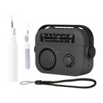 CAQAKA AirPods 4 2024 ile Uyumlu 3D Sevimli Radyo Kılıfı, Kordonlu, Komik Karikatür Retro Radyo Tasarımı, Darbeye Dayanıklı Yumuşak Silikon Koruyucu Kapak, Erkekler Kadınlar için Temizleme Kiti ile