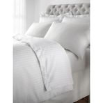 Caqqa Çift Kişilik Çizgili Saten Otel Nevresim Takımı - Beyaz - 240 x 260 cm