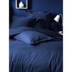 Caqqa Premium Lacivert Çizgili Saten Çift Kişilik Nevresim Takımı 240 x 260 cm Solmaya Dayanıklı