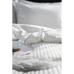 Caqqa Tek Kişilik Çizgili Saten Otel Nevresim Takımı - Beyaz - 160 x 240 cm