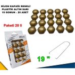 Caraks Renkli Bijon Kapağı Plastik Gold Renk Altıgen 19 mm Bijon Uyumlu 20 Adet - Caraks