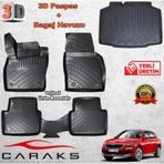 Caraks Skoda Kamiq 2020 Sonrası Siyah 3D Bagaj Havuzu + Havuzlu Paspas