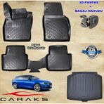 Caraks Skoda Scala 2020 Sonrası Siyah 3D Bagaj Havuzu + Havuzlu Paspas