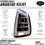 Caralp Bmw 1 3 5 6 7 Serisi G32 G30 G20 G11 & X1 X3 X5 X6 X7 & Z4 M Uyumlu Silikon Anahtar Kılıfı Oto Anahtar Kabı Darbe Emici Anahtarlık Koyu Titan Gri - Füme