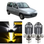 Caralp Citroen Berlingo Mk1 1996-2008 Uyumlu Mercekli Far Ampulü LED Xenon Çift Renk Sarı-Beyaz Far Şimşek Etkili Csp LED Lamba Uzun Kısa 2 Adet Takım - Sarı - Beyaz