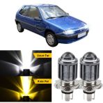 Caralp Citroen Saxo 1996-2005 Uyumlu Mercekli Far Ampulü LED Xenon Çift Renk Sarı-Beyaz Far Şimşek Etkili Csp LED Lamba Uzun Kısa 2 Adet Takım - Sarı - Beyaz