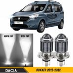 Caralp Dacia Dokker 2012-2022 Uyumlu Mercekli Far Ampulü LED Xenon Beyaz Renk Far Şimşek Etkili Csp LED Lamba Uzun Kısa 2 Adet Takım