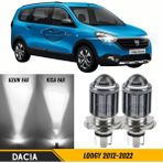 Caralp Dacia Lodgy 2012-2022 Uyumlu Mercekli Far Ampulü LED Xenon Beyaz Renk Far Şimşek Etkili Csp LED Lamba Uzun Kısa 2 Adet Takım