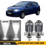 Caralp Dacia Sandero Mk2 Mk2.5 2009-2020 Uyumlu Mercekli Far Ampulü LED Xenon Beyaz Renk Far Şimşek Etkili Csp LED Lamba Uzun Kısa 2 Adet Takım