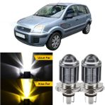 Caralp Ford Fusion 2002-2012 Uyumlu Mercekli Far Ampulü LED Xenon Çift Renk Sarı-Beyaz Far Şimşek Etkili Csp LED Lamba Uzun Kısa 2 Adet Takım - Sarı - Beyaz